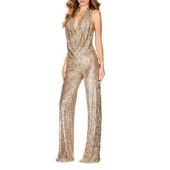 Halter V Neck Sequin Sash Top Bodycon Pants 2pcs Set-Black Pre Order