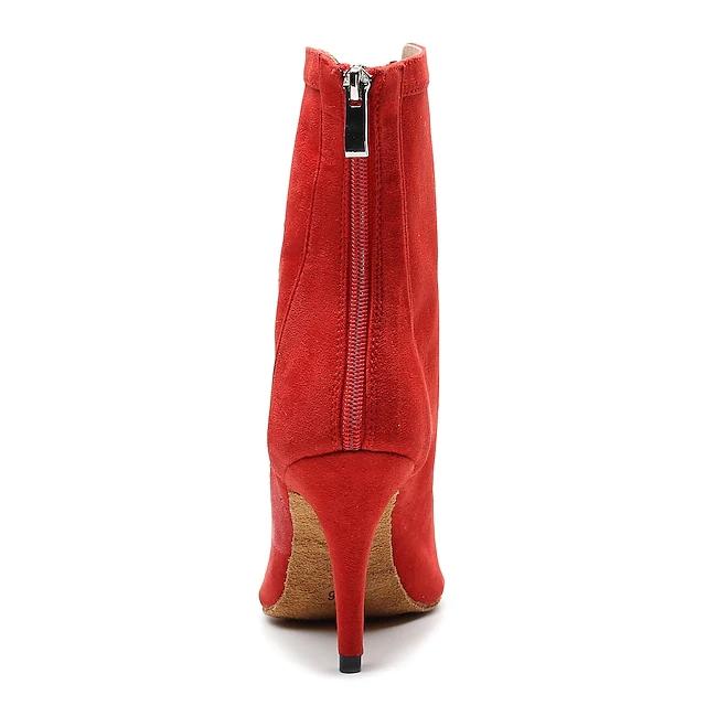 Women's Suede Red Customized Heels Dance Boots JazSalsa Dance Shoes