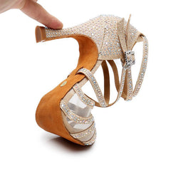 Women's Sparkling Glitter Customized Heel Salsa Latin Dance Shoes