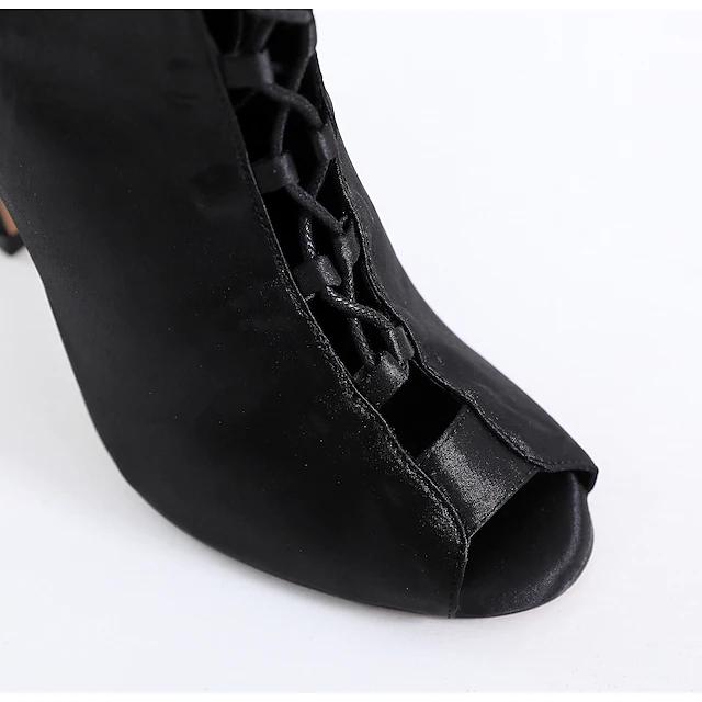 Women's Satin Customized Heel Dance Boots JazSalsa Street Sole Dancing Shoes