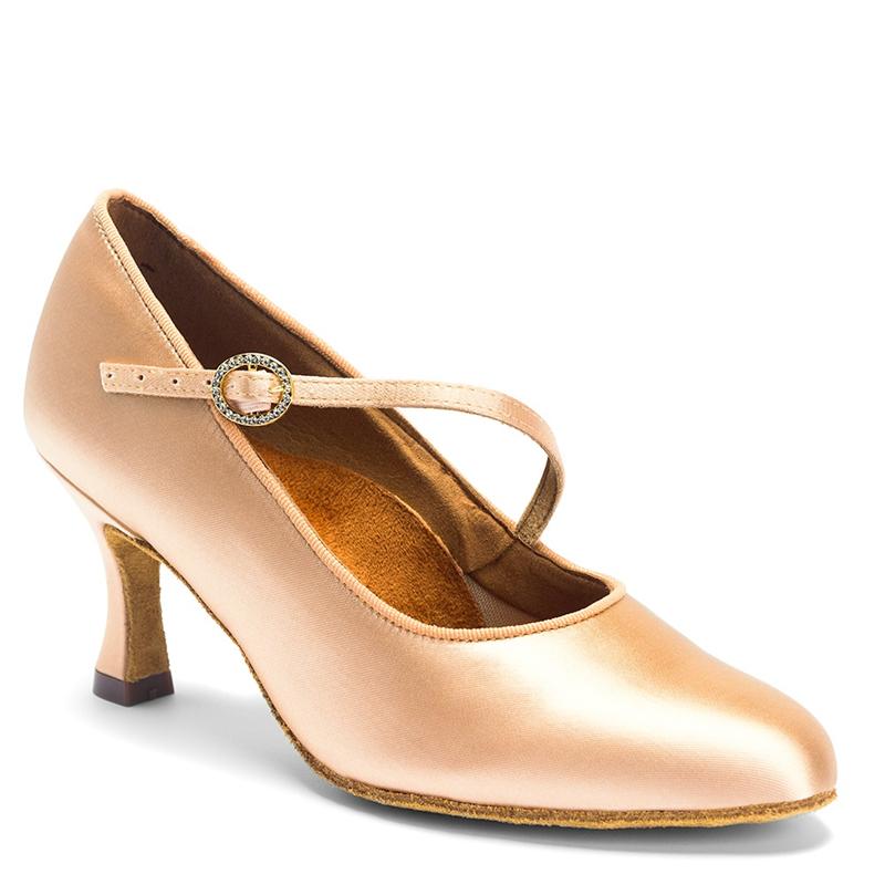 Women's Brown Satin Heels Pumps Ballroom Modern Shoes Dance Shoes