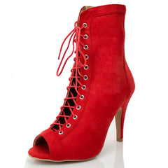 Women's Customized Heel Suede Heels Lace-up Rubber Sole Dance Boots Dance Boots JazSalsa Dance Shoes