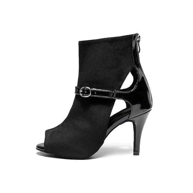 Women's Suede Open To Customized Heels Dance Boots JazSalsa Dancing Shoes