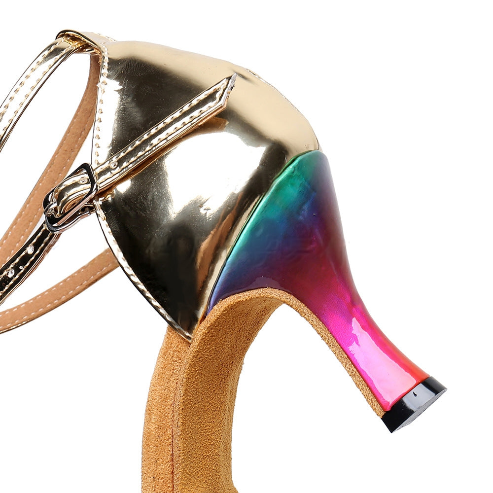 Women's Rainbow Leatherette Customized Heel Ballroom Salsa Latin Dance Shoes